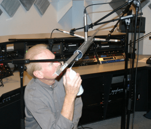 Scott Wyatt recording Foley sounds for his composition On a Roll